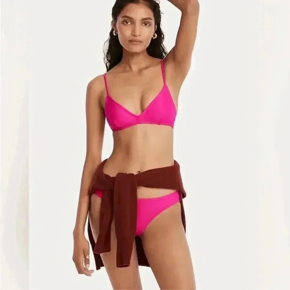 J.Crew Curved waist High Leg Cut cheeky bikini bottom Radiant Fuchsia XXL NWT - Picture 1 of 6